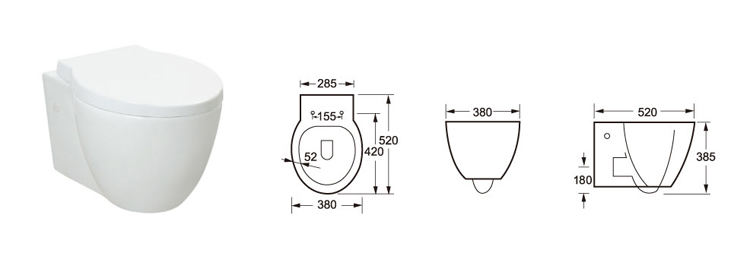 Wall Hung Toilet with UF seat cover --WH902